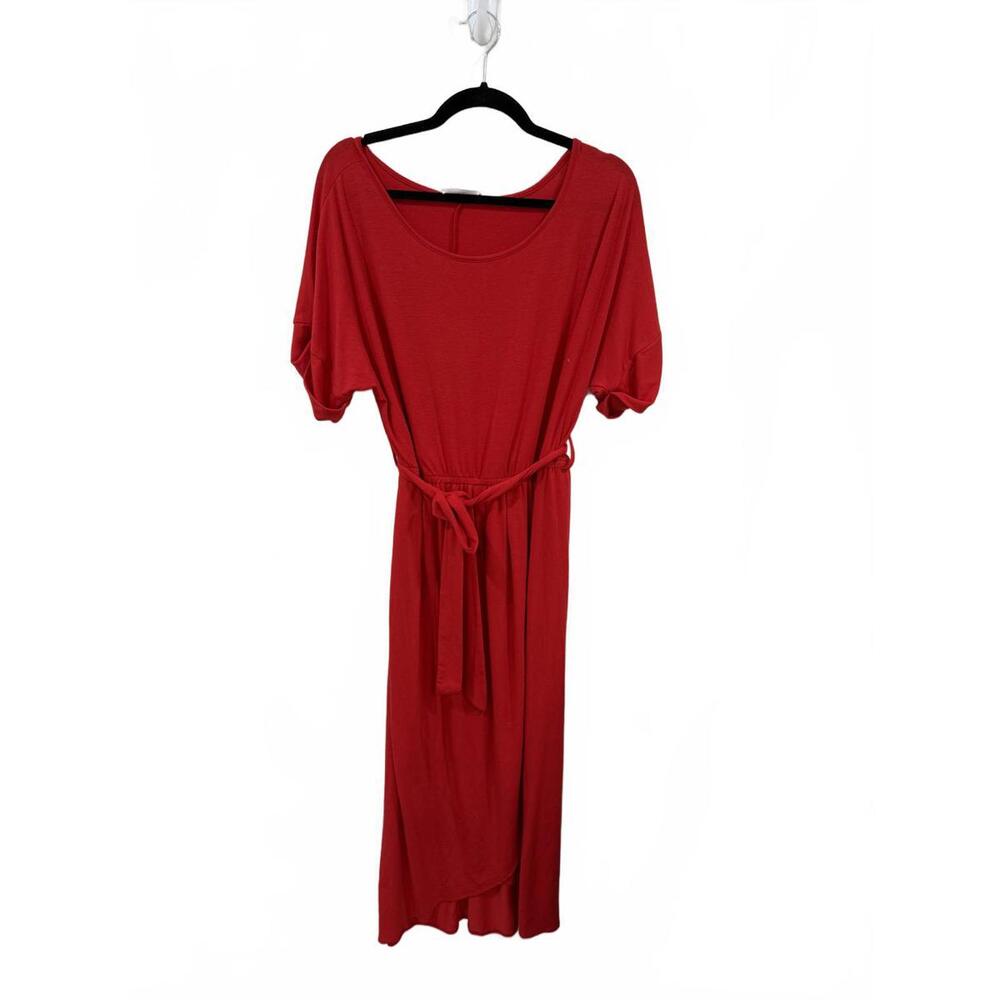 Zenana Women's Red Midi Dress with Belt - Size 1X